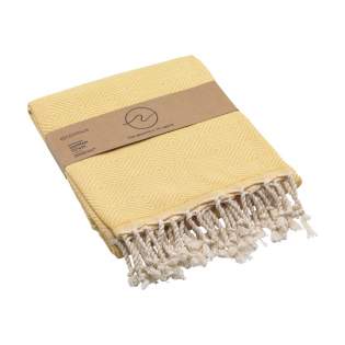 A multifunctional hammam towel from Oxious. Made from 92% Oekotex certified cotton, 210 g/m², (42% recycled) and 8% RPET. Harmony  is a wonderfully soft and stylish cloth with a cool pattern. Beautiful as a shawl, dress on the couch, luxurious (hammam) cloth or towel. The cloth is handmade. Harmony  symbolizes harmony between man and nature. With this beautiful canvas
the pure enjoyment can begin.
These beautiful, soft cloths are made by local women in a small village in Turkey. They work there in a social context, with room for growth and development. The cloths are handmade with love and care for the environment. Pure enjoyment can begin with a product from the Oxious collection. Optional: Each item supplied in a kraft cardboard box and/or with a kraft sleeve.