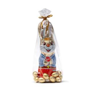 Grote chocolade paashaas met eieren Grote chocolade paashaas met eieren