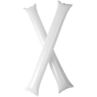 2-piece inflatable cheering sticks, including plastic straw to fill them with air. An ideal and reusable product to support your team. Each stick has a size of 60x10 cm with a large decoration area. Striking item for creating a good atmosphere.