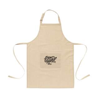 WoW! ECO apron made from 100% organic cotton (180 g/m²). With a patch pocket. The neckband can be adjusted with a metal clasp. One size fits all. Durable and eco-friendly.