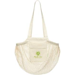 Sustainable GOTS certified organic cotton tote bag with large open main compartment. Features two handles with a dropdown height of 32 cm. Resistance up to 10 kg weight.
