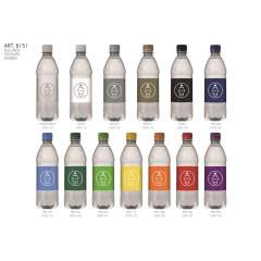 500 ml spring water in a bottle made from 100% recycled plastic (R-PET), with screw cap