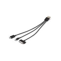 Powerbank-/USB kabel met verschillende connectoren. Micro-USB en connectoren voor Apple apparaten (30-pin en lightning).