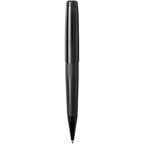 Ballpoint pen and rollerbal pen gift set with black upper and lower barrel with a glossy finish, delivered in a Luxe gift box. Ballpoint pen: 14 cm x 1.45 cm, weight: 40 gr, writing length: 800 m. Rollerbal pen: 13.8 cm x 1.45 cm, weight: 54 gr, writing length: 400 m.