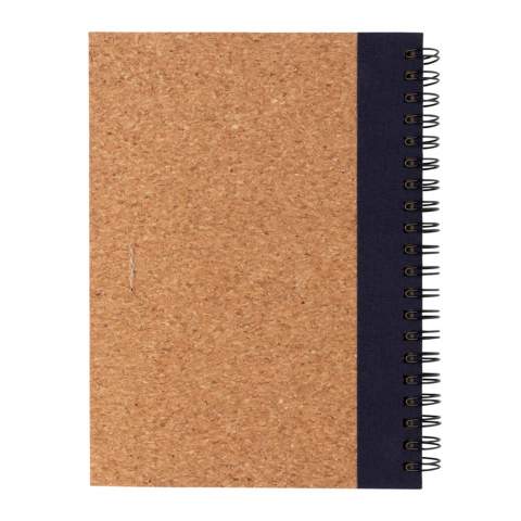 Keep track of your thoughts, notes, plans, to-do's and more with this cork spiral notebook with pen. The notebook features lined 70 gr cream coloured recycled paper with 70 sheets / 140 pages. The notebook has a colour matching kraft barrel pen. The writing length of the pen is 600m with blue German Dokumental ink.