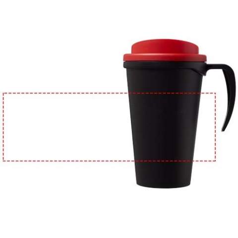 Double-wall insulated mug with twist-on lid and integrated handle. Mug is fully recyclable. Mix and match colours to create your perfect mug. Made in the UK. Presented in a white gift box. BPA-free.