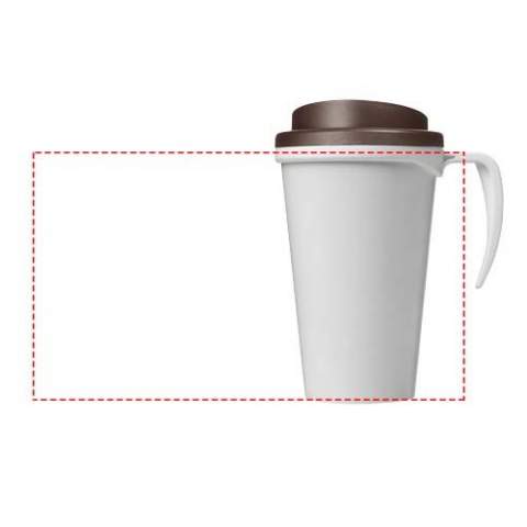 Double-wall insulated mug with twist-on lid and integrated handle. Mug features a full colour wraparound design moulded to the product, making it long-lasting and durable. EN12875-1 compliant, dishwasher safe, and microwave safe. Volume capacity is 350 ml. Mug is fully recyclable. Mix and match colours to create your perfect mug. Contact customer service for additional colour options. Made in the UK. Presented in a white gift box. BPA-free.