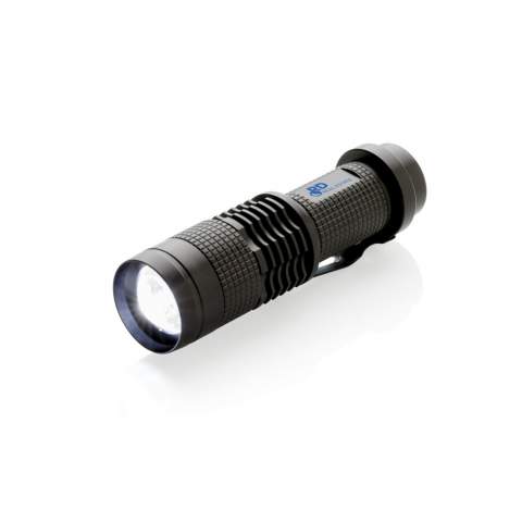 Compact but super bright 3W CREE torch that can easily be taken wherever you go because of its compact size. Includes batteries for direct use. 85 lumen and working time of about 4 hours. Made out of durable aluminium.