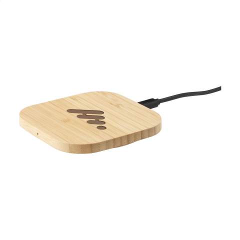Practical, environmentally responsible 5W bamboo charger for wireless charging of mobile phones. Compatible with all mobile devices that support QI wireless charging (newest generations Android and iPhone). Input: 5V/1.5A. Wireless output: 5V/1A (5W). Includes 50 cm micro-USB (2A) charging cable, indicator light and user manual. Each item is individually boxed.