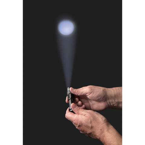 Compact but super bright 3W CREE torch that can easily be taken wherever you go because of its compact size. Includes batteries for direct use. 85 lumen and working time of about 4 hours. Made out of durable aluminium.