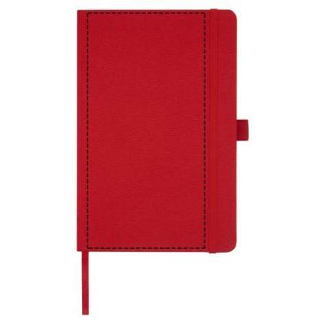 A5 notebook with cover made of RPET fabric. Features 80 sheets 70 g/m2 recycled paper with lined layout, a pen loop, and ribbon marker. Can be combined with the 107757 Honua RPET ballpoint pen.