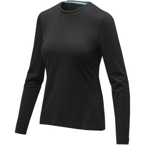 Sustainable promotional apparel. Self fabric collar. Crew neck. Stretch fabric. Pick-Stitch details. Bi-coloured branded shoulder to shoulder tape. Heat transfer main label for tagless comfort.
