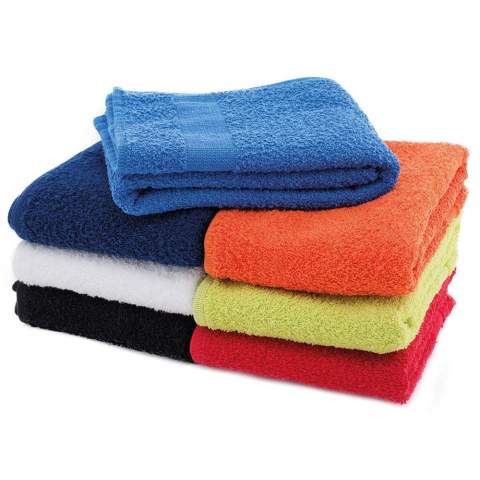 Choose for affordable luxury. These colourful bath towels are lightweight, but made of high quality ringspun to stay soft wash after wash. With a border of 2 cm, no border on backside. Embroideries and imprints only on request.