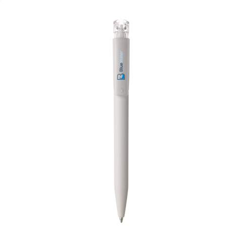 ECO-friendly, blue ink ballpoint pen from the brand Stilolinea®. The matt barrel is made of Ingeo® PLA plastic. Ingeo® is a type of plastic made from plant fibres, which makes the pen 80% biodegradable and compostable. Furthermore, the production of PLA pens requires only one third of the energy needed for the production of ABS plastic. Made in Italy.