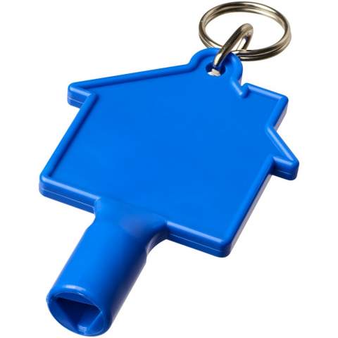 Utility key with keychain for items such as radiators, meterboxes, street poles. The dimensions for the opening is a triangular shape with 8 mm edges.