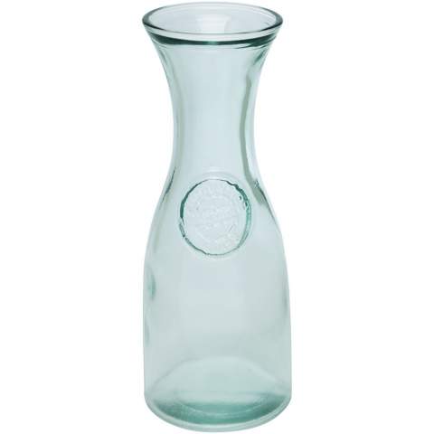 800 ml recycled glass carafe made from 1.5 glass bottles. Recycled glass is manufactured using less energy, raw material, and additives, than what is required for making traditional glass. 