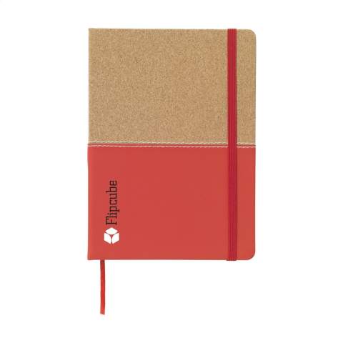 Duo-Stil Notizbuch aus Kork und Lederimitat in handlicher und praktischer Ausführung mit ca. 72 Blatt/144 Seiten cremefarbenem, liniertem Papier (70 g/m²) und elastischem Verschluss.