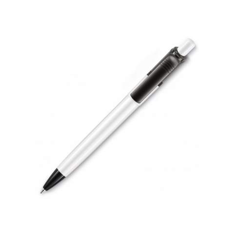Le stylo bille Ducal est un stylo bille fabriqué en Europe, avec corps blanc et pointe et clips colorés. Sa cartouche X20 écrit jusqu’à 2.5km, écriture par défaut bleue. Le stylo est fabriqué en Europe en plastique ABS. À partir de 5.000 pièces, vous pouvez choisir vos propres couleurs. 