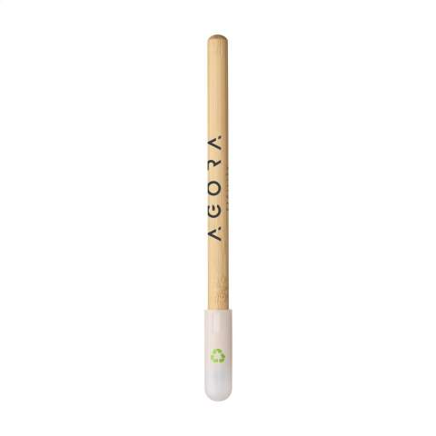 Durable pencil made from bamboo. This pencil has a graphite point which can write up to 20,000 meters of text. This product writes, and can be erased, exactly as a standard pencil. The tip does not require sharpening and hard wearing, meaning that this pencil last up to 100 times longer than its traditional wooden counterpart.