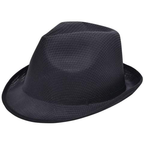 Take on the role of Godfather with this promotional version of the Mafia Hat. Add a coloured ribbon above the edge of the hat for
an even more playful effect, including a fun message or your
(company) logo. Made of polyester. Extremely economical
pricing for large quantities.
