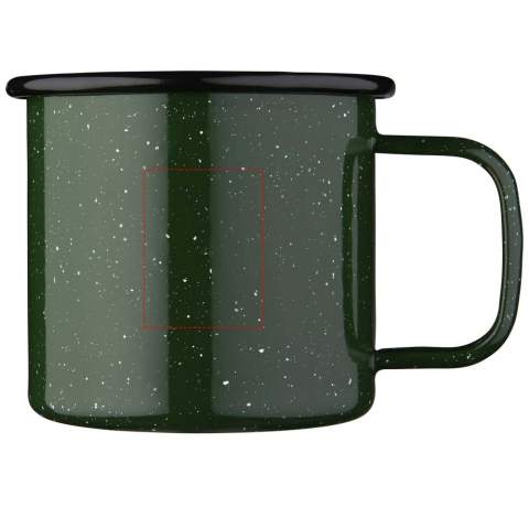 This classic, lightweight mug with enamel-look finish is perfect for camping, picnics and everyday use. Single-wall construction. This item may have small imperfections that add to its character due to the fact that it is hand made. Volume capacity is 475 ml.