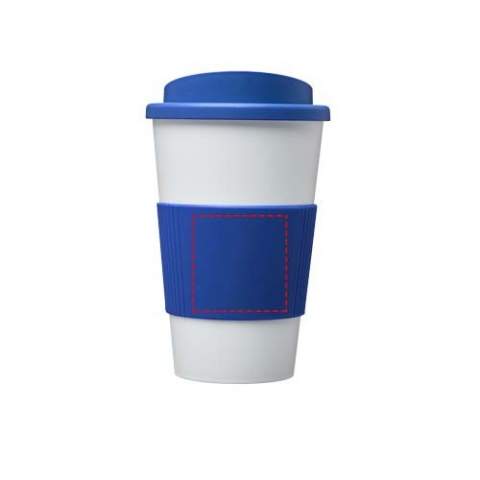 Double-wall insulated tumbler with twist-on lid and silicone grip. Volume capacity is 350 ml. Mix and match colours to create your perfect mug. Made in the UK. Packed in a home-compostable bag.