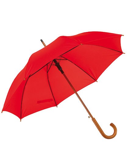 L-merch - Automatic Umbrella With Wooden Handle Tango - Red