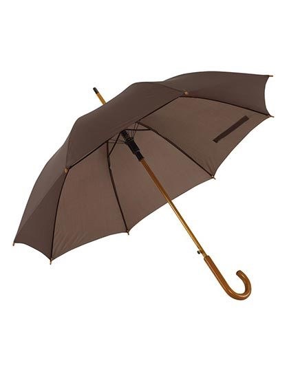L-merch - Automatic Umbrella With Wooden Handle Tango - Dark Brown